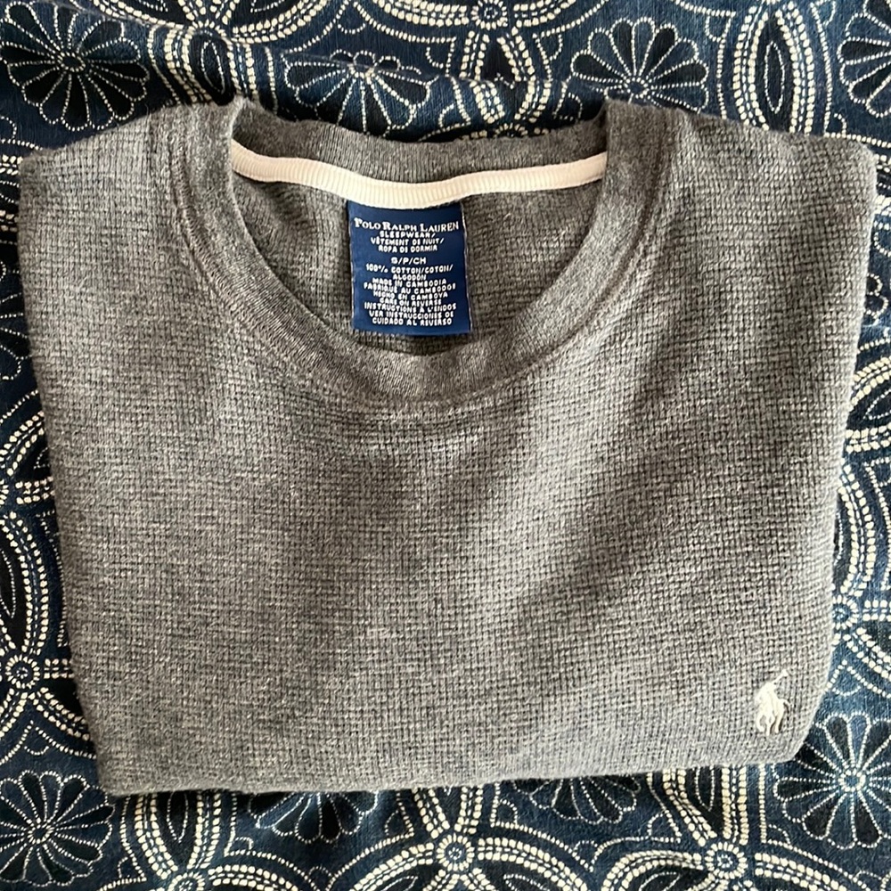 Polo Ralph Lauren Sleepwear Gray Waffle Small Long Sleeve